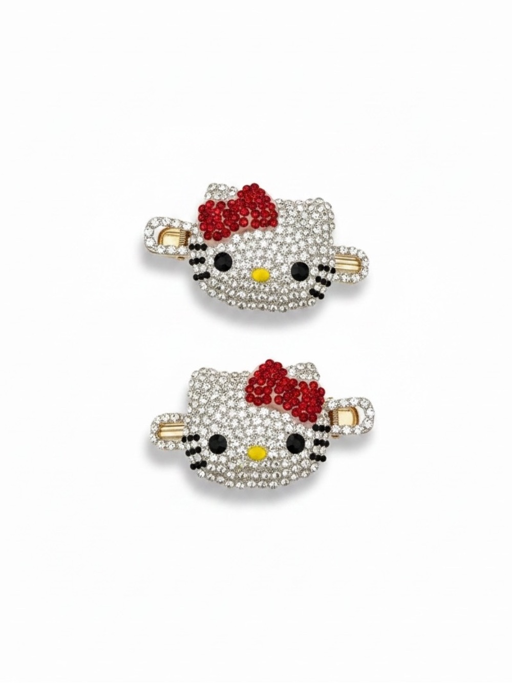 New Hello Kitty theme Rhinestone Embellished Bling Bow Hair Clips RARE‎ Dressy
